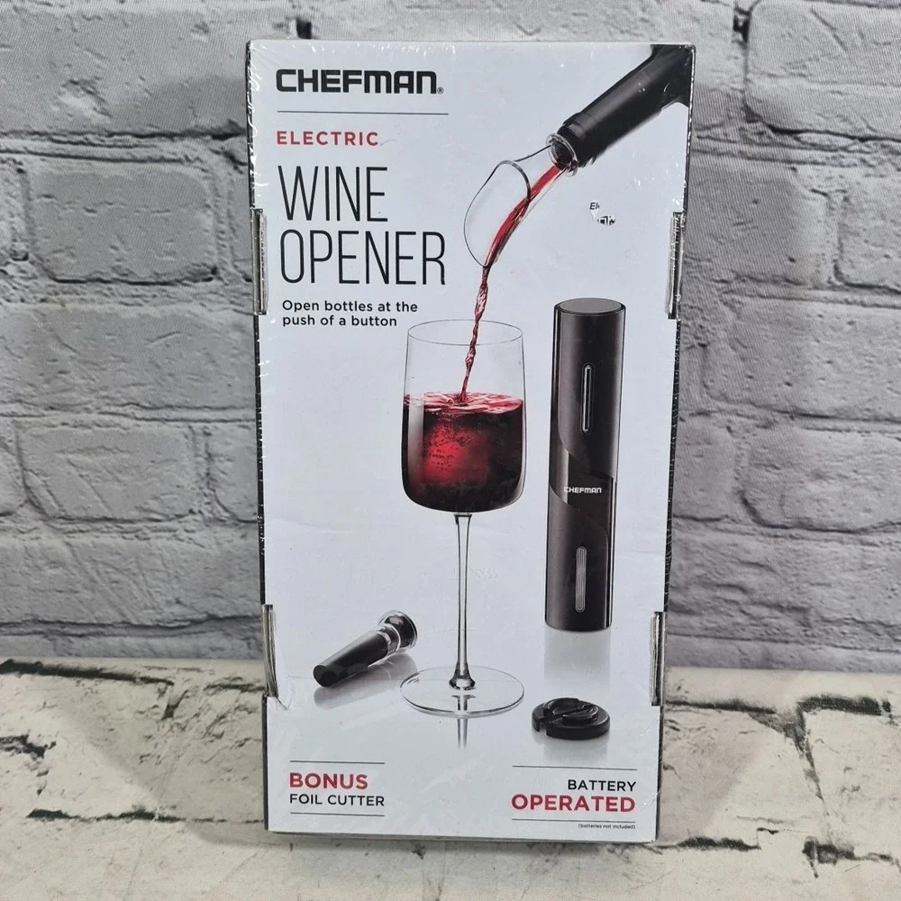 Chefman Electric Wine Opener -80 Bottle Battery Life 4 pc kit NEW, sealed in box
